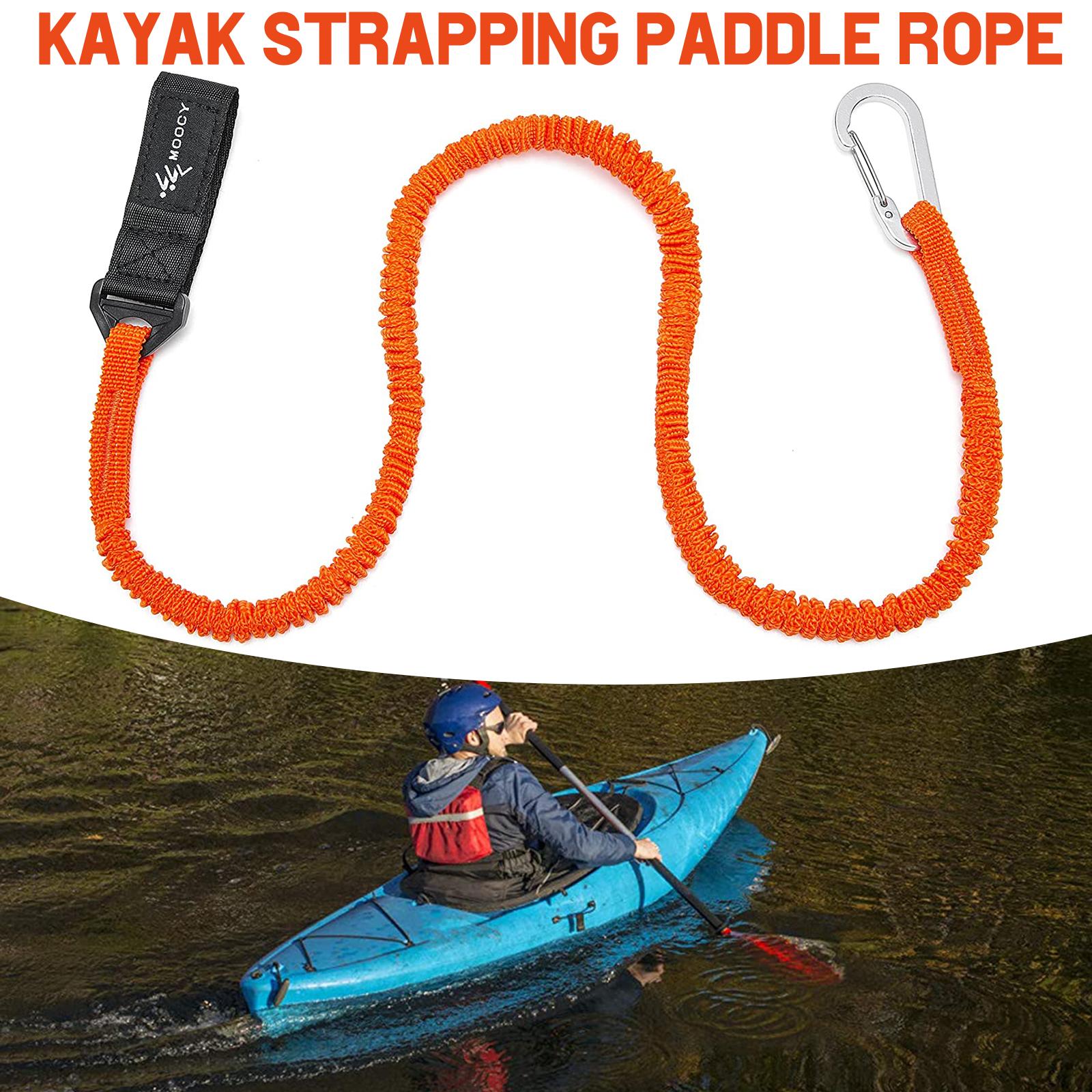 Fishing Kayak Paddle Leash - 안전 고리가 있는 조절 가능한 탄성