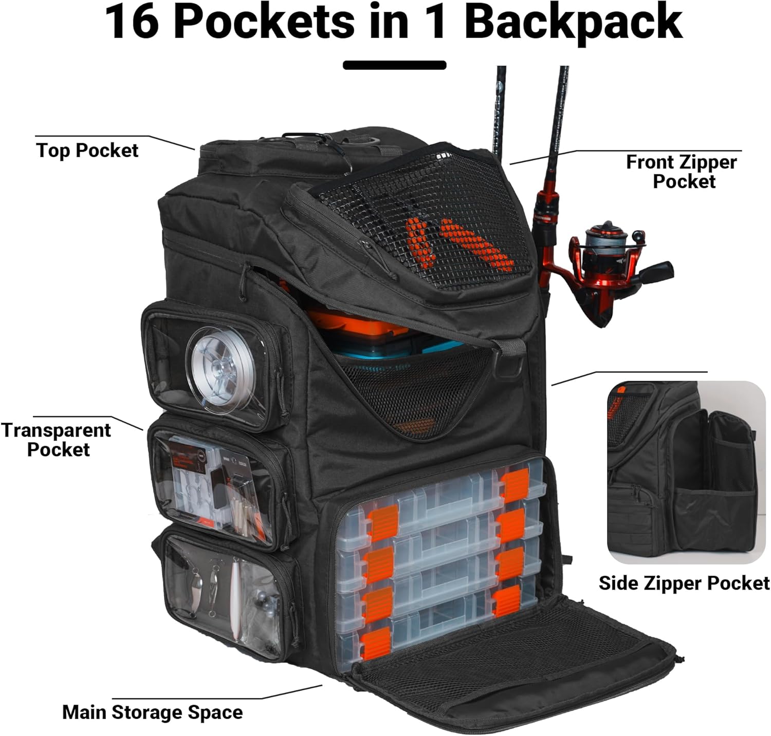Fishing Kayak Crate - 40L 낚시 배낭 태클 박스 백팩