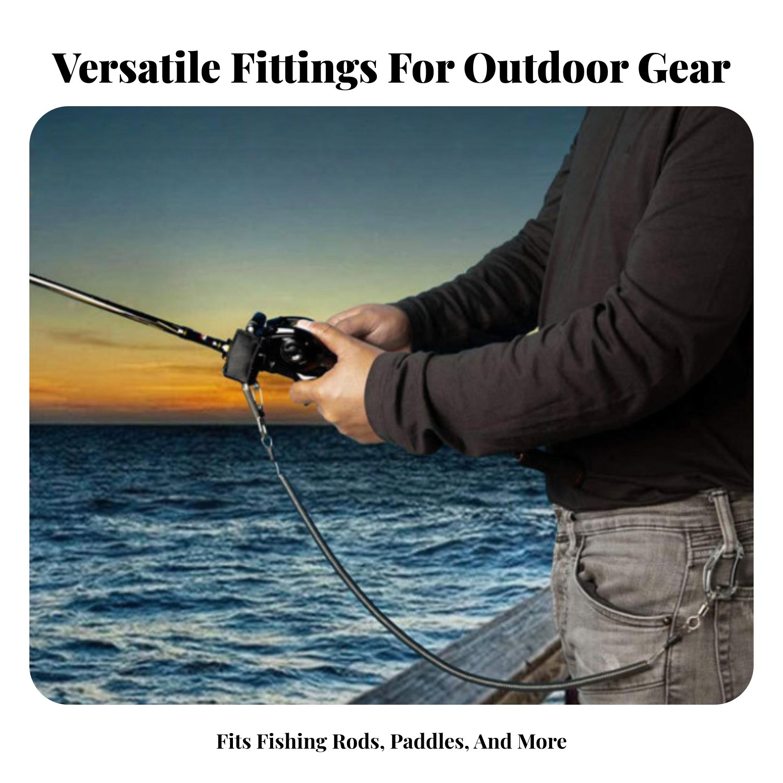 Fishing Kayak Paddle Leash - 수납식 낚싯대 줄 조절 가능한 코일형
