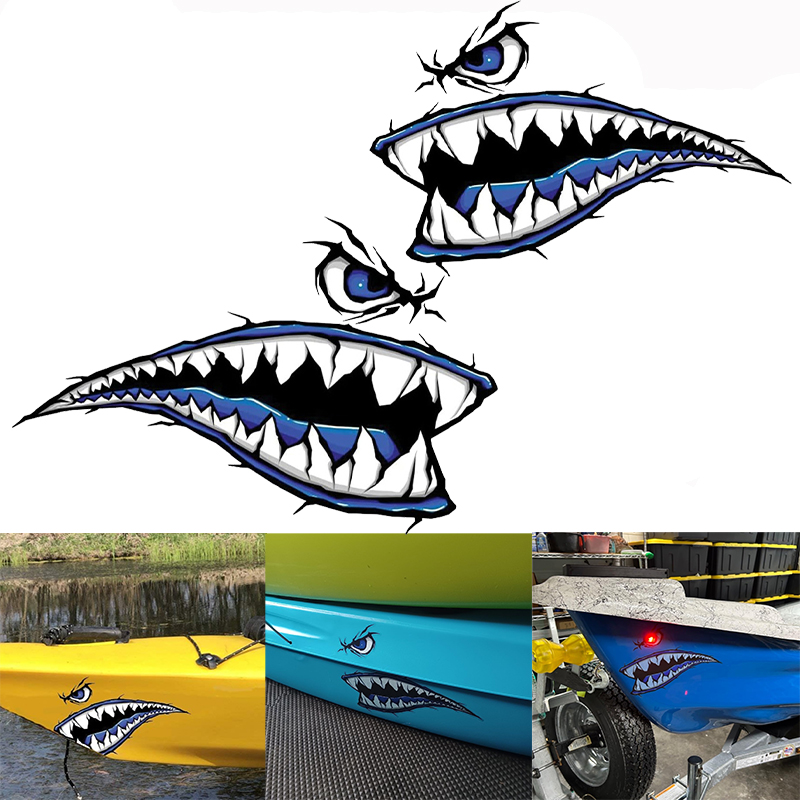 Fishing Kayak Sit On Top - 2PCS 상어 이빨 입 보트 스티커