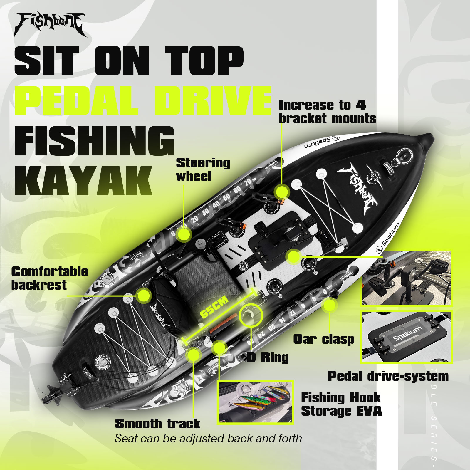 스파티움 페달 카약, 풍선식 낚시 카약, 페달 드라이브 - Fishing Kayak Pedal Drive 리뷰 및 가격