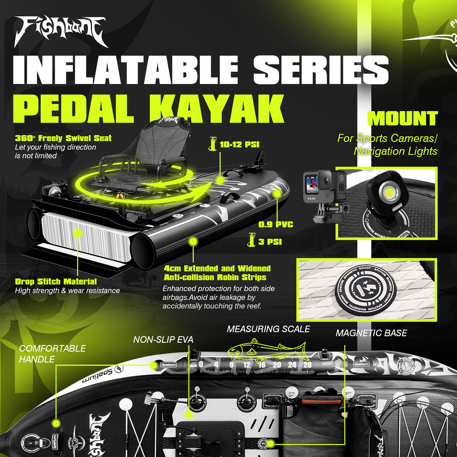 스파티움 페달 카약, 풍선식 낚시 카약, 페달 드라이브 - Fishing Kayak Pedal Drive 리뷰 및 가격